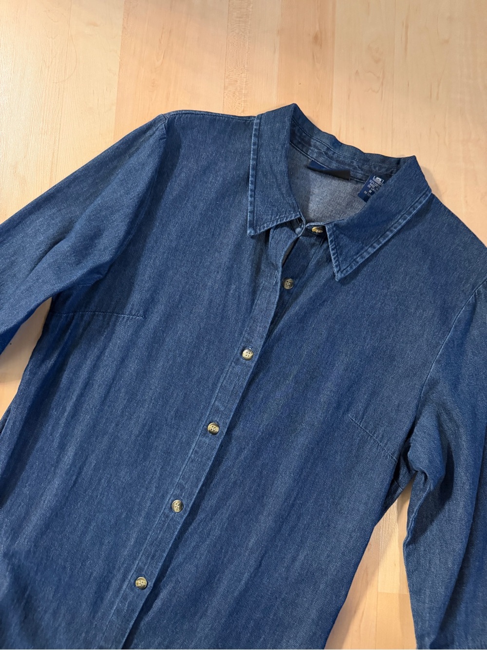 Karen Scott Long Denim Maxi Cotton Dress 3/4-sleeves - Medium - Picture 3 of 4
